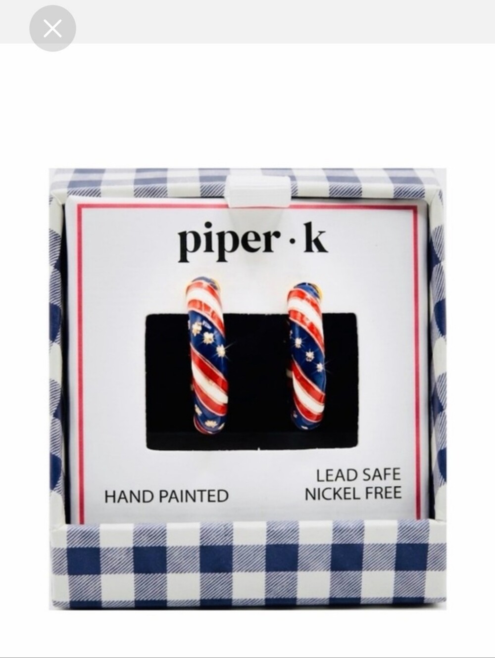 NWT PiperK Hoop Earrings in❤️ Red, White🤍 & Blue 💙Stripes❤️🤍💙